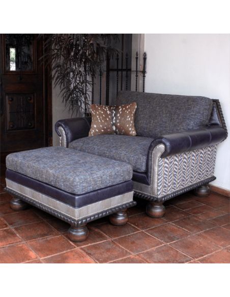 Luxe Storm Cloud Grey Armchair and Ottoman from our handcrafted Wild West furniture collection. 7414
