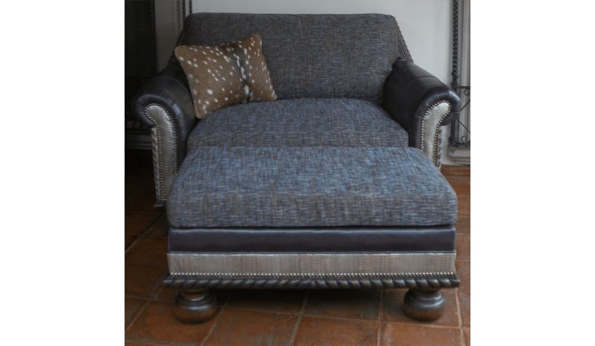 CHAIRS, Leather, Upholstered, Accent Luxe Storm Cloud Grey Armchair and Ottoman from our handcrafted Wild West furniture coll...