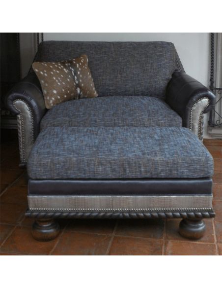 CHAIRS, Leather, Upholstered, Accent Luxe Storm Cloud Grey Armchair and Ottoman from our handcrafted Wild West furniture coll...
