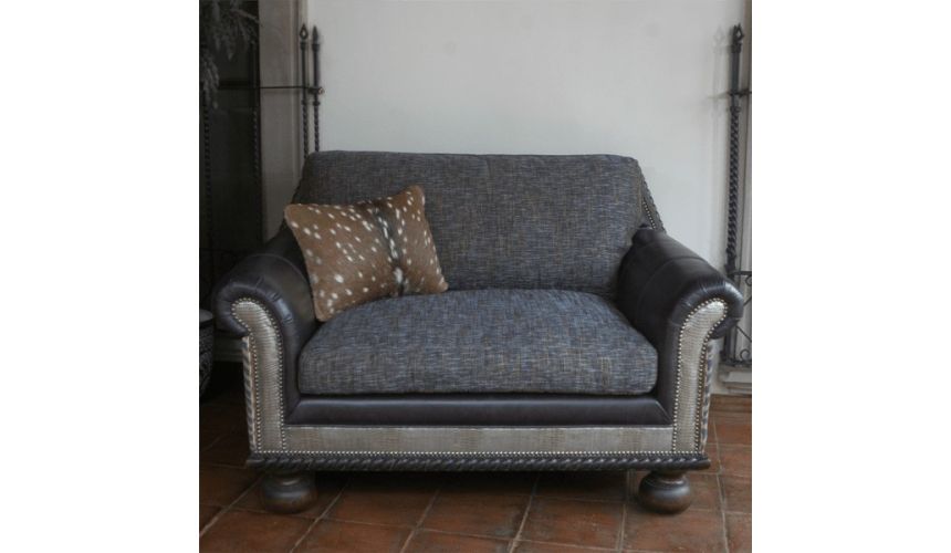 CHAIRS, Leather, Upholstered, Accent Luxe Storm Cloud Grey Armchair and Ottoman from our handcrafted Wild West furniture coll...