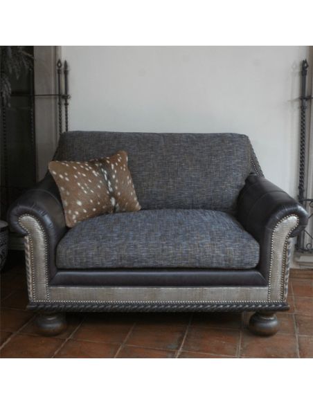 CHAIRS, Leather, Upholstered, Accent Luxe Storm Cloud Grey Armchair and Ottoman from our handcrafted Wild West furniture coll...