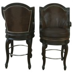 Unique Counter & Bar Stools Luxurious Rich Brown Leather Bar Stool from our handcrafted Wild West furniture collection. 7424