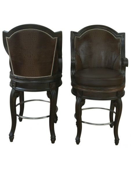 Luxurious Rich Brown Leather Bar Stool from our handcrafted Wild West furniture collection. 7424