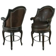 Unique Counter & Bar Stools Luxurious Rich Brown Leather Bar Stool from our handcrafted Wild West furniture collection. 7424 2