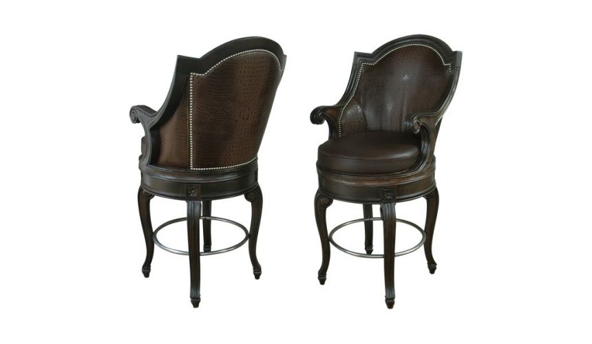 Unique Counter & Bar Stools Luxurious Rich Brown Leather Bar Stool from our handcrafted Wild West furniture collection. 7424