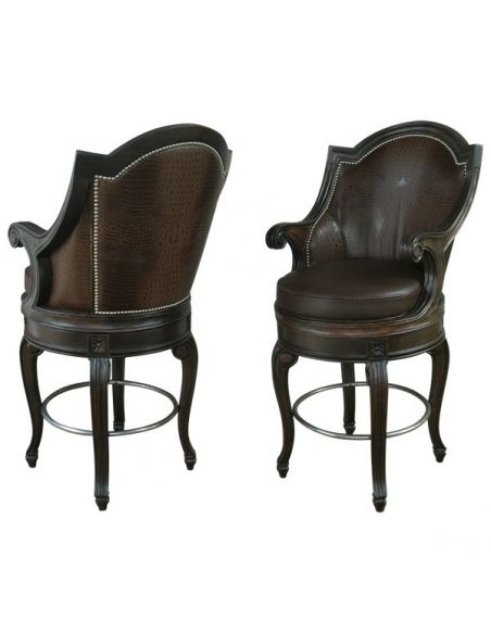Unique Counter & Bar Stools Luxurious Rich Brown Leather Bar Stool from our handcrafted Wild West furniture collection. 7424