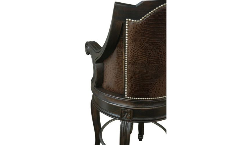 Unique Counter & Bar Stools Luxurious Rich Brown Leather Bar Stool from our handcrafted Wild West furniture collection. 7424