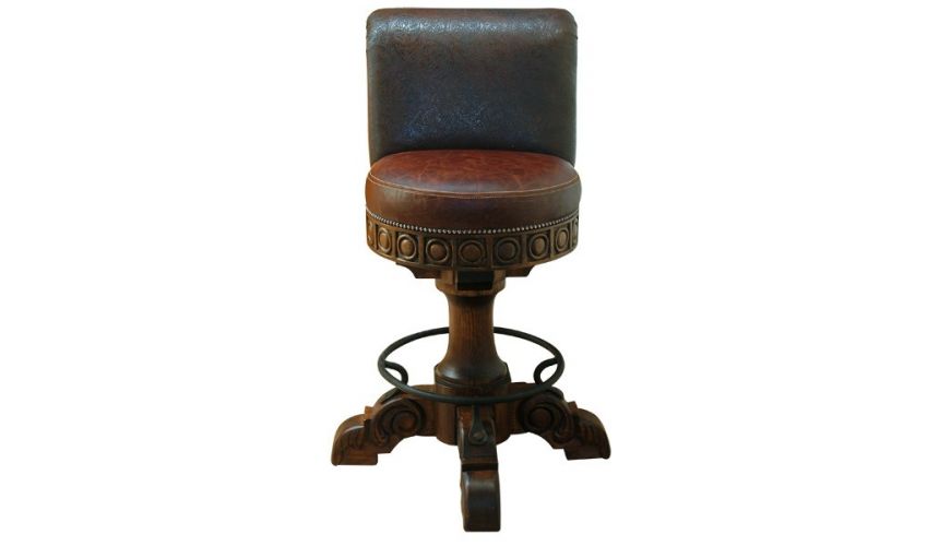 Unique Counter & Bar Stools Richly Detailed Classic Leather Bar Stool from our handcrafted Wild West furniture collection. 7425