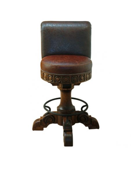Richly Detailed Classic Leather Bar Stool from our handcrafted Wild West furniture collection. 7425