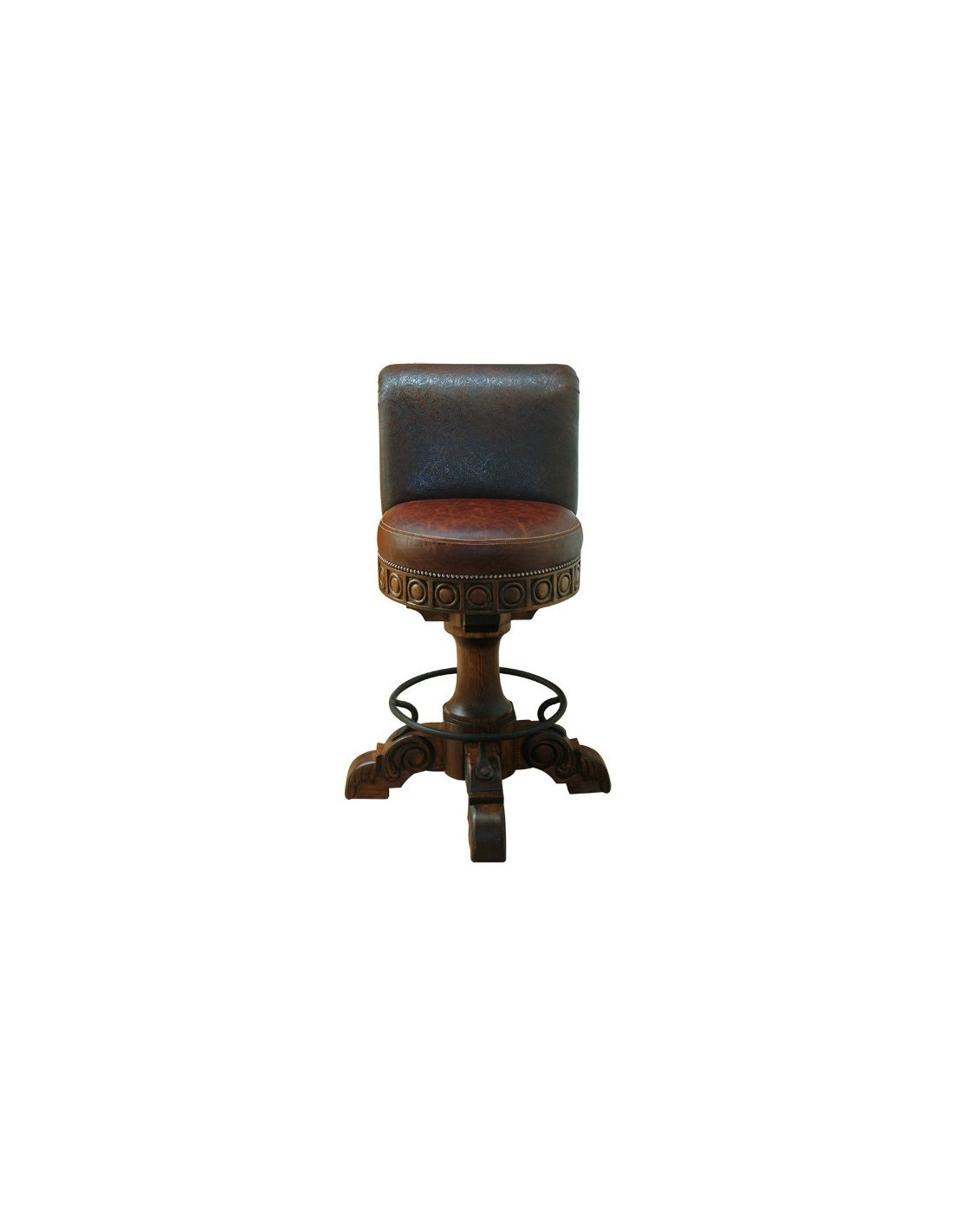 Richly Detailed Classic Leather Bar Stool from our handcrafted Wild...