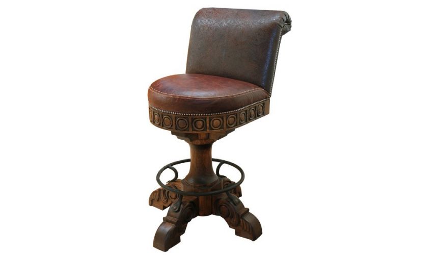 Unique Counter & Bar Stools Richly Detailed Classic Leather Bar Stool from our handcrafted Wild West furniture collection. 7425