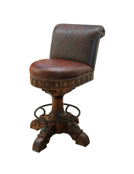 Unique Counter & Bar Stools Richly Detailed Classic Leather Bar Stool from our handcrafted Wild West furniture collection. 7425