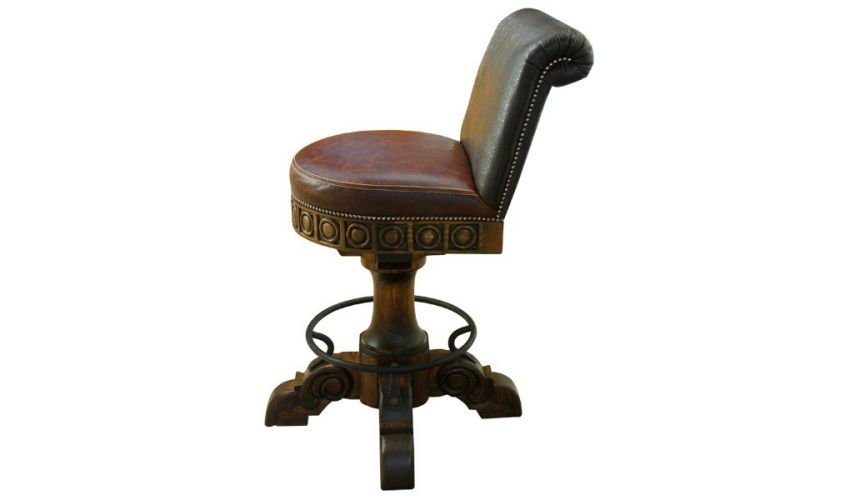 Unique Counter & Bar Stools Richly Detailed Classic Leather Bar Stool from our handcrafted Wild West furniture collection. 7425