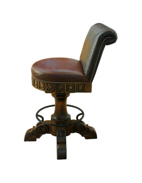 Unique Counter & Bar Stools Richly Detailed Classic Leather Bar Stool from our handcrafted Wild West furniture collection. 7425
