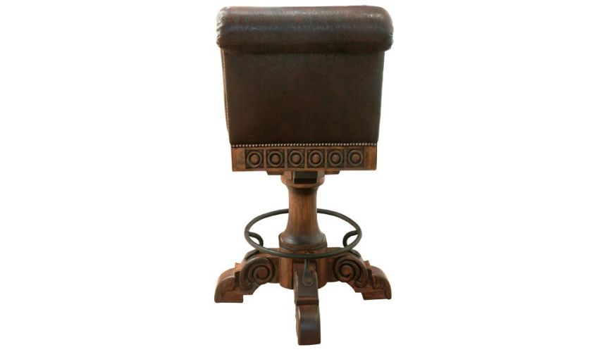 Unique Counter & Bar Stools Richly Detailed Classic Leather Bar Stool from our handcrafted Wild West furniture collection. 7425