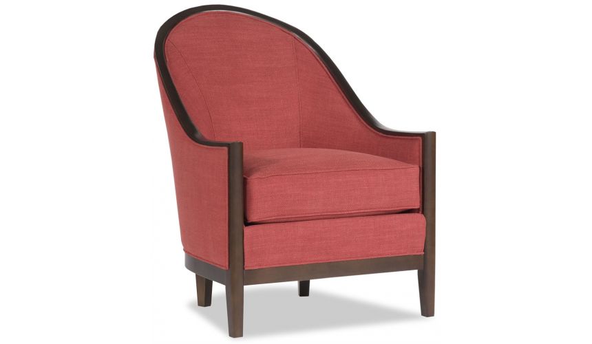Luxury Leather & Upholstered Furniture Red Curved Back Chair