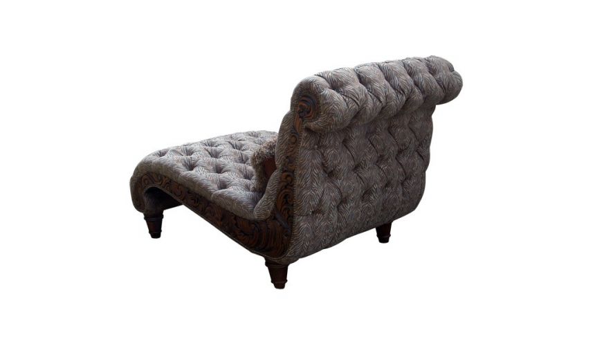 SETTEES, CHAISE, BENCHES Elegant Stormy Grey Chaise Lounge from our handcrafted Wild West furniture collection. 7428