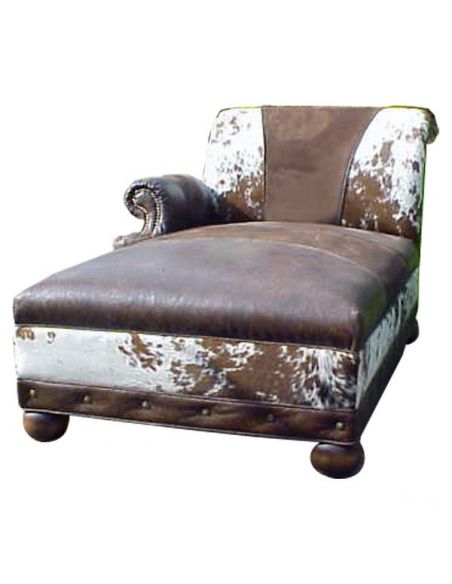 Cowhide Patterned Chaise Lounge Jairo from our handcrafted Wild West furniture collection. 7429
