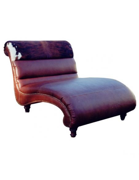 Deluxe Cowhide Chaise Lounge from our handcrafted Wild West furniture collection. 7430