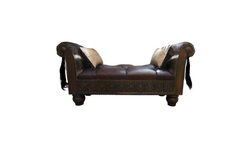 SETTEES, CHAISE, BENCHES Elegant Plush Dark Hickory Colored Chair from our handcrafted Wild West furniture collection. 7442