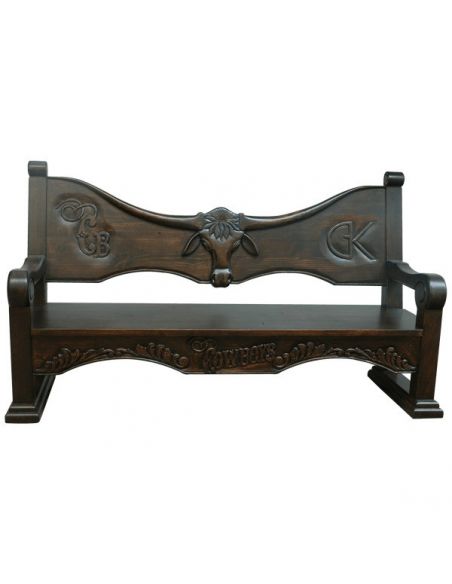 Deluxe and Detailed Cowboys Bench from our handcrafted Wild West furniture collection. 7447