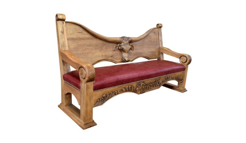 SETTEES, CHAISE, BENCHES Deluxe Rustic Cowboy Inspired Rouge Bench from our handcrafted Wild West furniture collection. 7448
