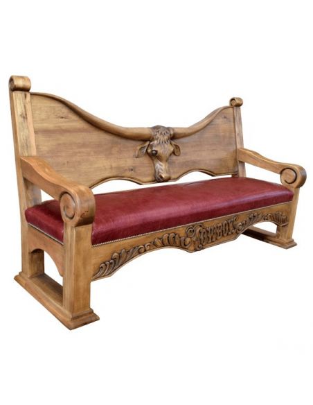SETTEES, CHAISE, BENCHES Deluxe Rustic Cowboy Inspired Rouge Bench from our handcrafted Wild West furniture collection. 7448