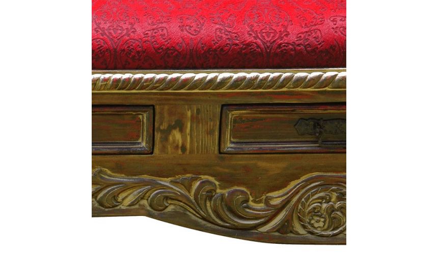 SETTEES, CHAISE, BENCHES Elegant Golden and Scarlet Esperanza Bench from our handcrafted Wild West furniture collection. 7449