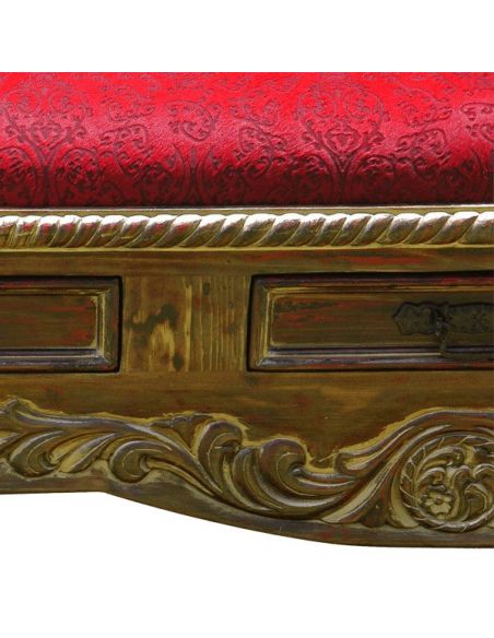 SETTEES, CHAISE, BENCHES Elegant Golden and Scarlet Esperanza Bench from our handcrafted Wild West furniture collection. 7449
