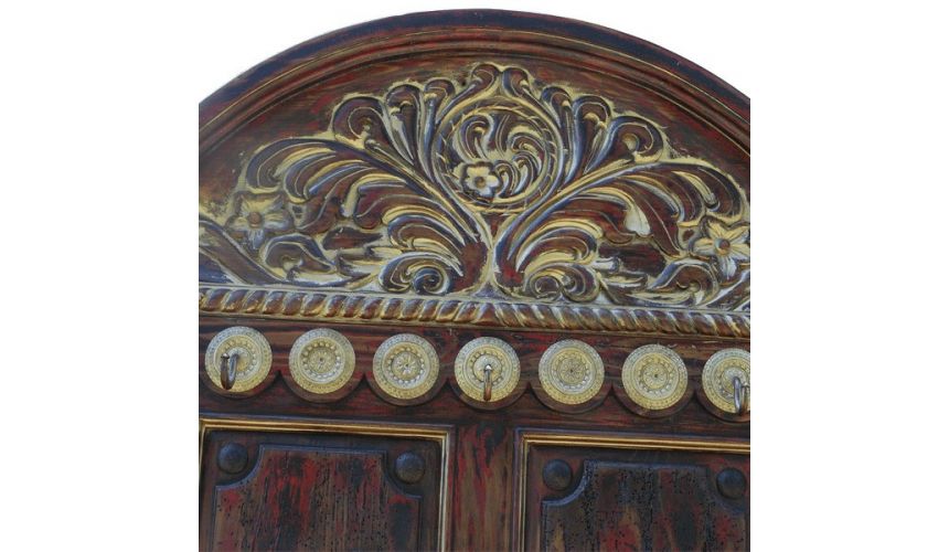 SETTEES, CHAISE, BENCHES Elegant Golden and Scarlet Esperanza Bench from our handcrafted Wild West furniture collection. 7449