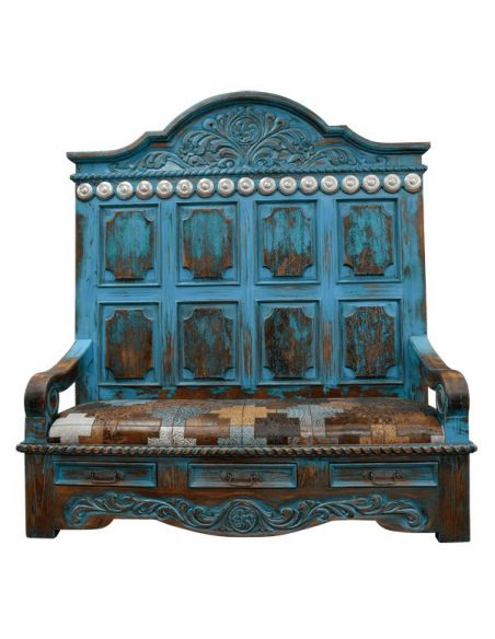 Western Styled Iliana with Patterned Seat from our handcrafted Wild West furniture collection. 7450