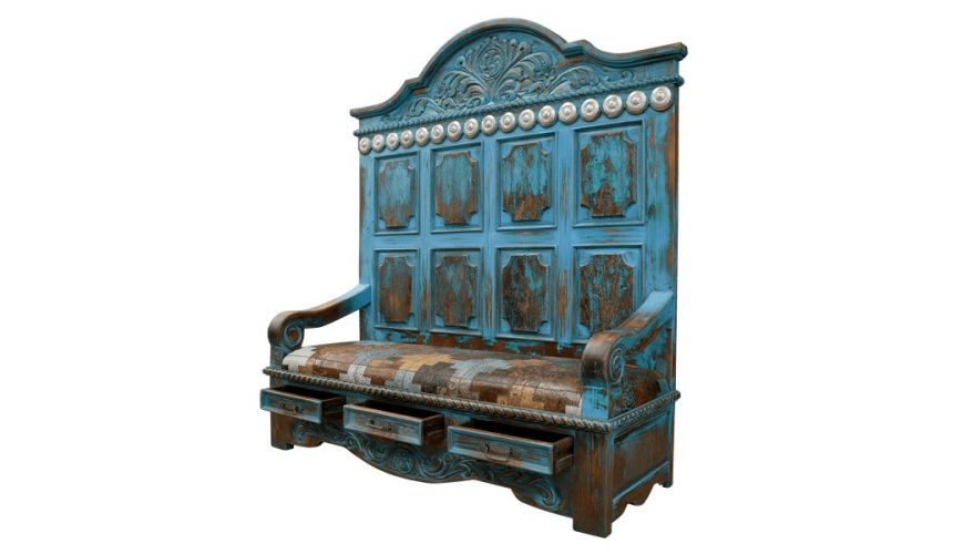 SETTEES, CHAISE, BENCHES Western Styled Iliana with Patterned Seat from our handcrafted Wild West furniture collection. 7450