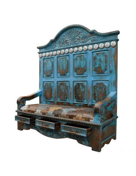 SETTEES, CHAISE, BENCHES Western Styled Iliana with Patterned Seat from our handcrafted Wild West furniture collection. 7450