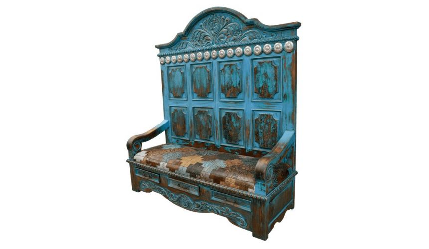 SETTEES, CHAISE, BENCHES Western Styled Iliana with Patterned Seat from our handcrafted Wild West furniture collection. 7450