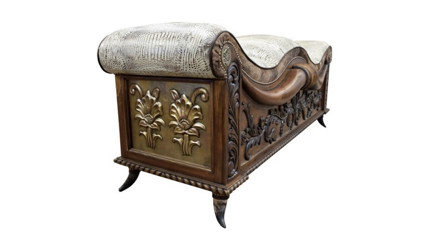 SETTEES, CHAISE, BENCHES Beautifully Designed Plush Bench Carmelita from our handcrafted Wild West furniture collection. 7452