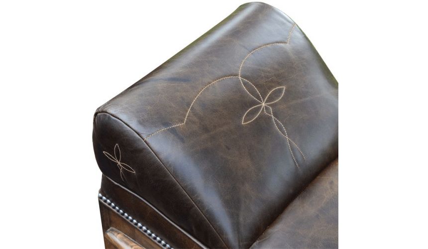 SETTEES, CHAISE, BENCHES Elegant Dangerously Dark Longhorn Bench from our handcrafted Wild West furniture collection. 7457