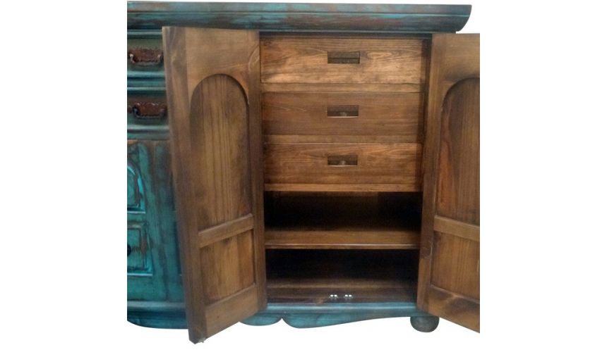Chest of Drawers Deluxe Rustic Turquoise Nieves Bureau from our handcrafted Wild West furniture collection. 7465