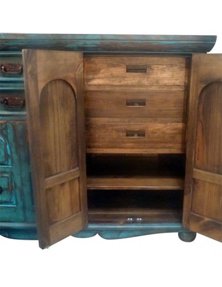 Chest of Drawers Deluxe Rustic Turquoise Nieves Bureau from our handcrafted Wild West furniture collection. 7465