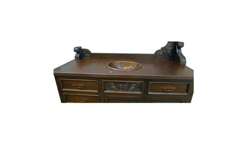 Dressing Vanities & Furnishings Deluxe Dark and Detailed Vanity and Sink from our handcrafted Wild West furniture collection....