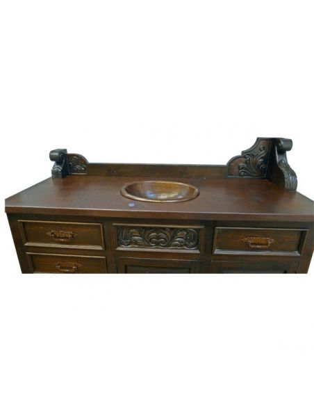 Dressing Vanities & Furnishings Deluxe Dark and Detailed Vanity and Sink from our handcrafted Wild West furniture collection....