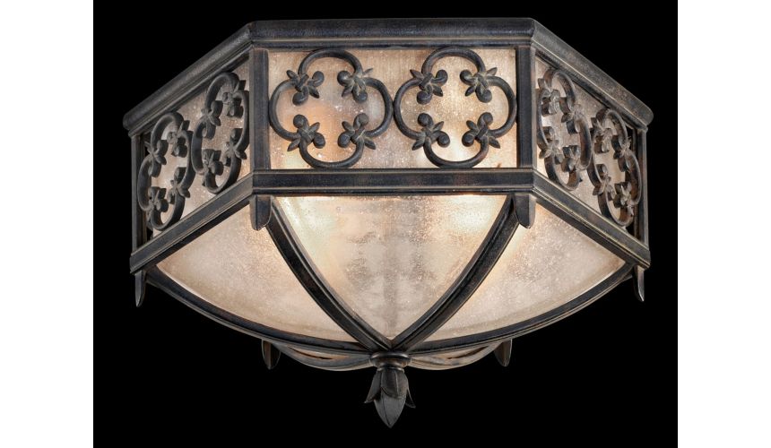 Lighting Flush mount in stylized quatrefoil design features Marbella