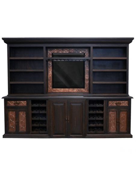 High End Dark and Bronzed TV Unit from our handcrafted Wild West furniture collection. 7485