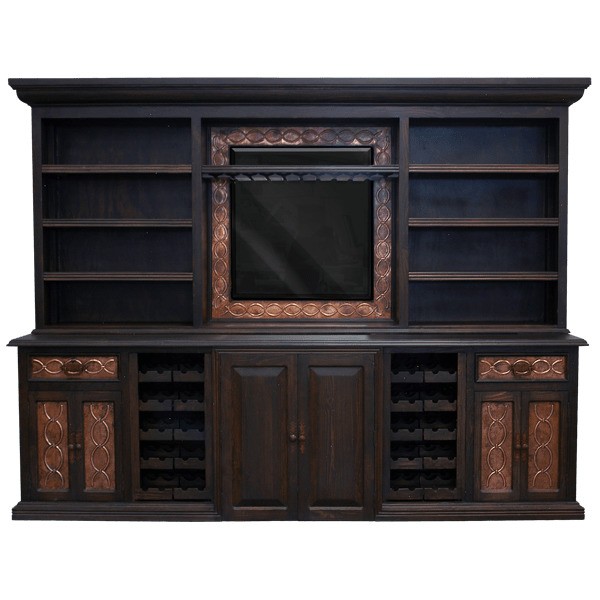 Entertainment Centers, TV Consoles, Pop Ups High End Dark and Bronzed TV Unit from our handcrafted Wild West furniture collec...