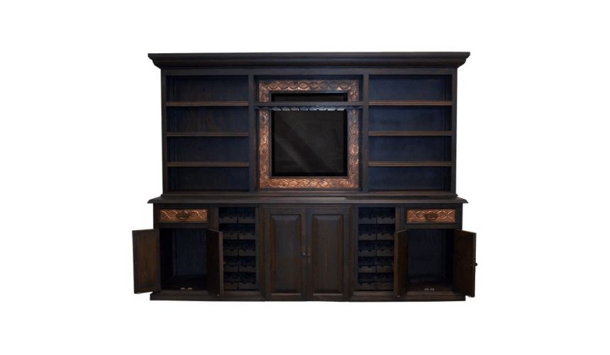 Entertainment Centers, TV Consoles, Pop Ups High End Dark and Bronzed TV Unit from our handcrafted Wild West furniture collec...