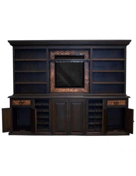 Entertainment Centers, TV Consoles, Pop Ups High End Dark and Bronzed TV Unit from our handcrafted Wild West furniture collec...