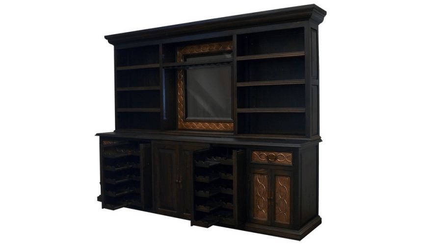 Entertainment Centers, TV Consoles, Pop Ups High End Dark and Bronzed TV Unit from our handcrafted Wild West furniture collec...