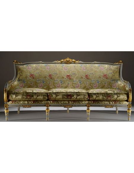 SOFA, COUCH & LOVESEAT Deluxe Platinum and Golden Sofa from our European hand painted furniture collection. 7094
