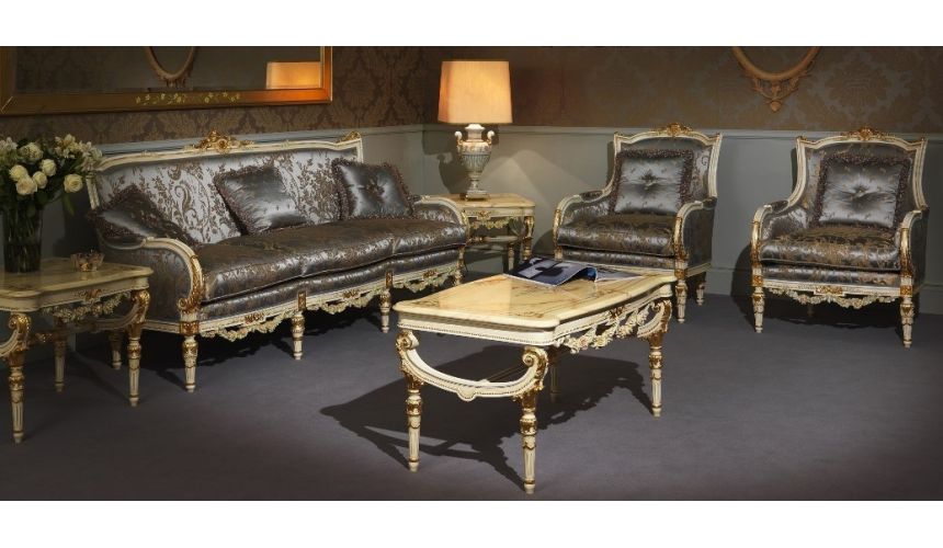 SOFA, COUCH & LOVESEAT Deluxe Platinum and Golden Sofa from our European hand painted furniture collection. 7094