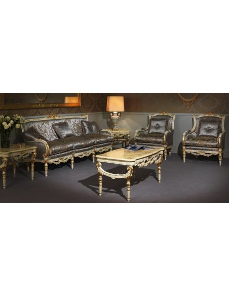 SOFA, COUCH & LOVESEAT Deluxe Platinum and Golden Sofa from our European hand painted furniture collection. 7094