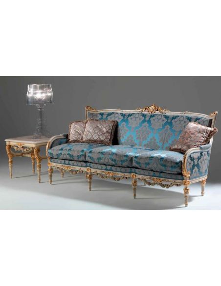SOFA, COUCH & LOVESEAT Deluxe Platinum and Golden Sofa from our European hand painted furniture collection. 7094